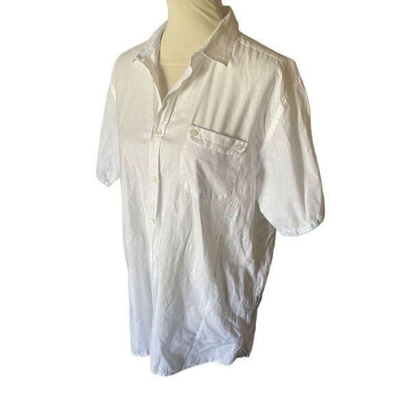 Ted Baker Men's White Linen Short Sleeve  Button-Down Shirt Size 5 - Picture 5 of 11